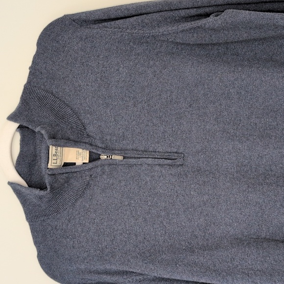 L.L. Bean Gray Blue Cotton Cashmere Pullover High Neck Sweater Size Large - Picture 4 of 6